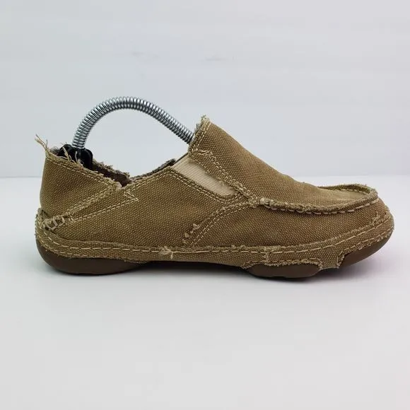Tony Lama Boots 3R Lindale Womens Size 6.5 Wheat Tan Canvas Slip On Loafer Shoes