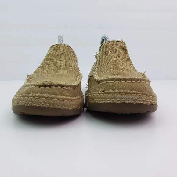 Tony Lama Boots 3R Lindale Womens Size 6.5 Wheat Tan Canvas Slip On Loafer Shoes