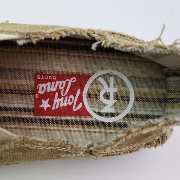 Tony Lama Boots 3R Lindale Womens Size 6.5 Wheat Tan Canvas Slip On Loafer Shoes