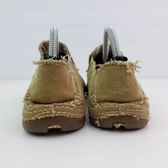 Tony Lama Boots 3R Lindale Womens Size 6.5 Wheat Tan Canvas Slip On Loafer Shoes
