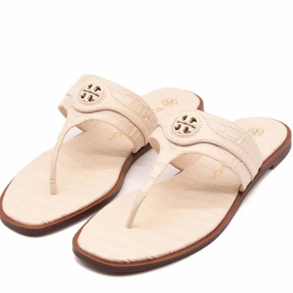 Tory Burch off  white New Carson Thong Welt Sandals