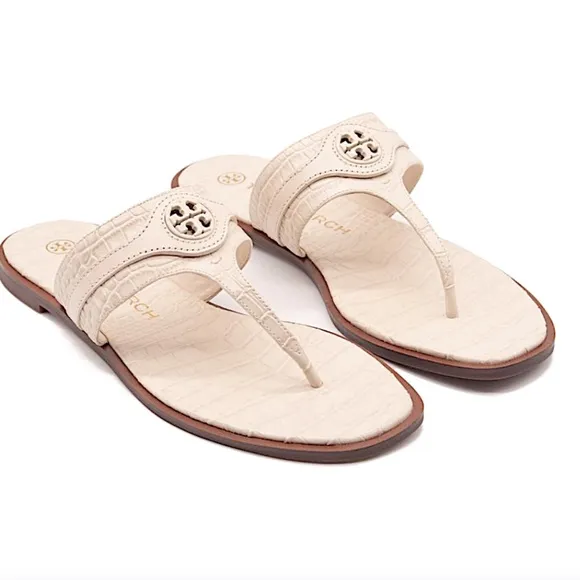 Tory Burch off  white New Carson Thong Welt Sandals