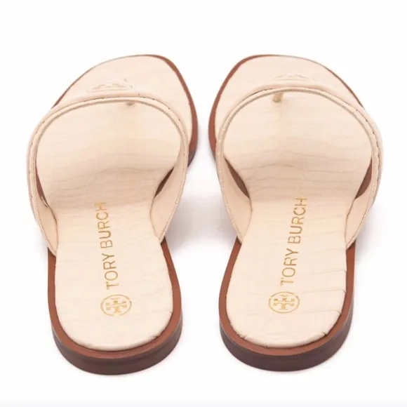 Tory Burch off  white New Carson Thong Welt Sandals