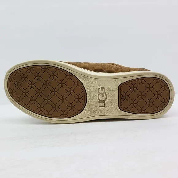 UGG Australia Jemma Womens Size 8.5 Brown Suede Quilted Slip On Sneaker Shoes