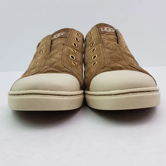 UGG Australia Jemma Womens Size 8.5 Brown Suede Quilted Slip On Sneaker Shoes