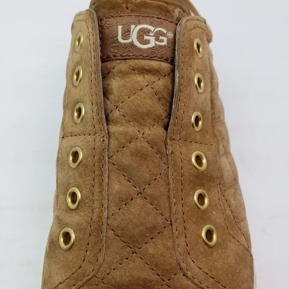 UGG Australia Jemma Womens Size 8.5 Brown Suede Quilted Slip On Sneaker Shoes