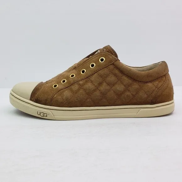 UGG Australia Jemma Womens Size 8.5 Brown Suede Quilted Slip On Sneaker Shoes