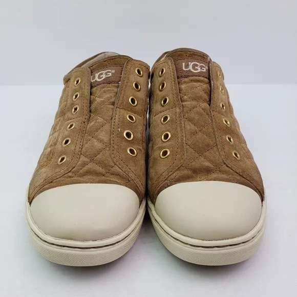 UGG Australia Jemma Womens Size 8.5 Brown Suede Quilted Slip On Sneaker Shoes