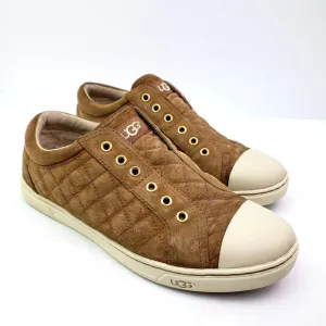 UGG Australia Jemma Womens Size 8.5 Brown Suede Quilted Slip On Sneaker Shoes