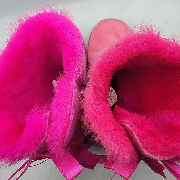 Ugg Bailey Bow II Girls Size 4 Pink Blossom Boots Pull On Casual Walking School