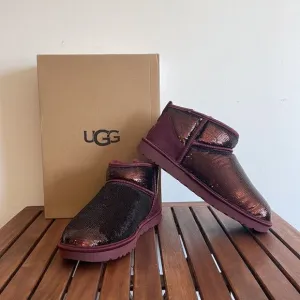 UGG Classic Ultra Mini Mirror Ball Sequins Boots Wild Grape US Women 11/UK9/EU42