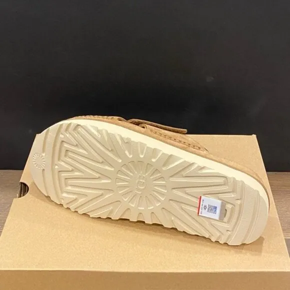 UGG Women's Goldenstar Chestnut Cross Slide Platform Sandals Shoes Flats
