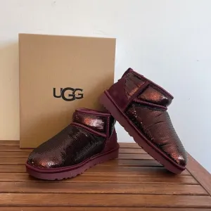 UGG Classic Ultra Mini Mirror Ball Sequins Boots Wild Grape US Women 6/UK4/EU37
