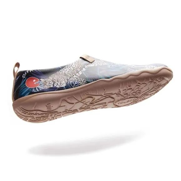 UIN Men's Walking Shoes Slip On Microfiber Comfort Loafers (Jungle Imagination)