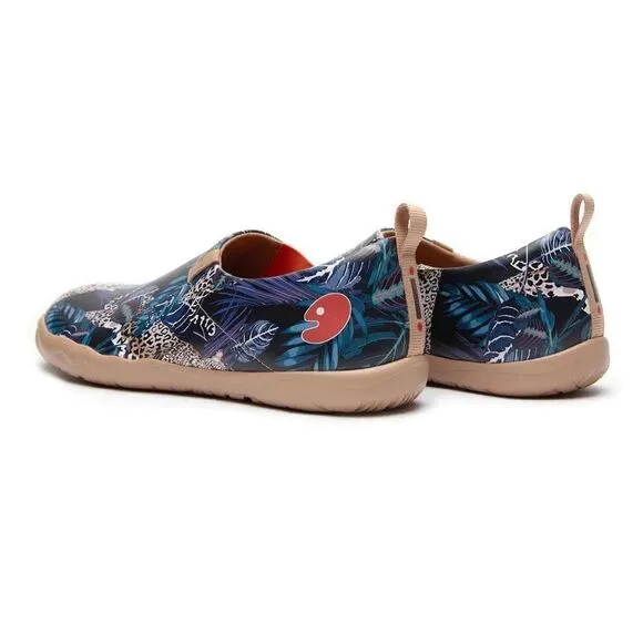 UIN Men's Walking Shoes Slip On Microfiber Comfort Loafers (Jungle Imagination)