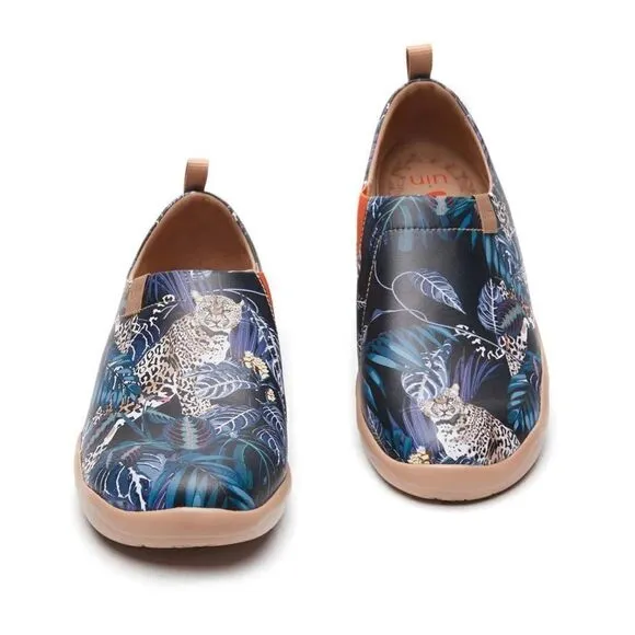 UIN Men's Walking Shoes Slip On Microfiber Comfort Loafers (Jungle Imagination)