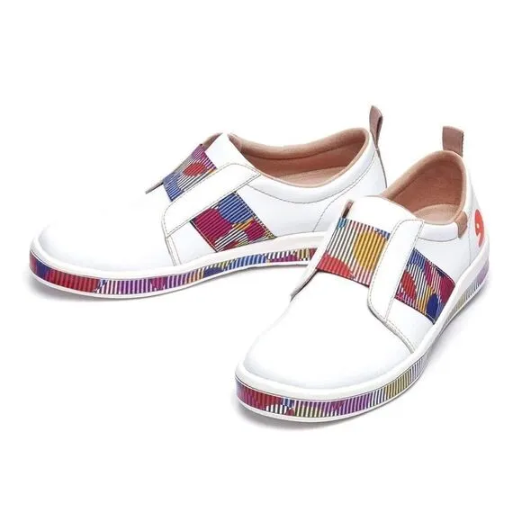 UIN Women's Walking Casual Slip Ons Travel Skate Shoes (Colored Bubble)No Box