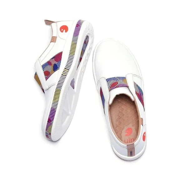 UIN Women's Walking Casual Slip Ons Travel Skate Shoes (Colored Bubble)No Box