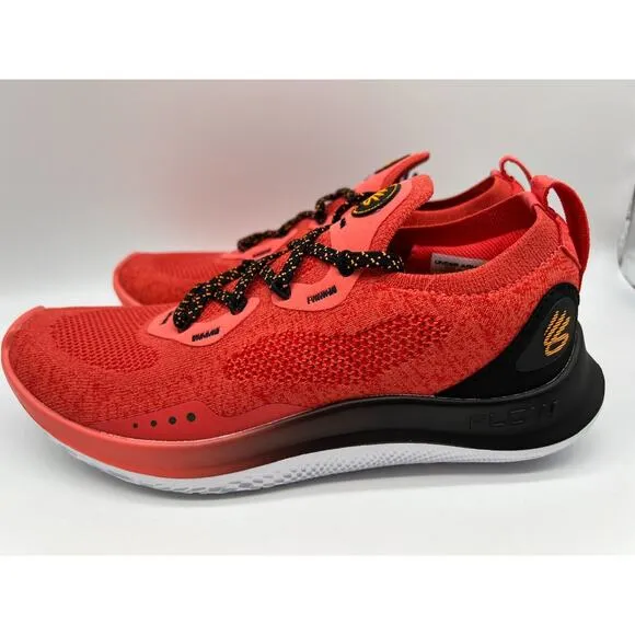 Under Armour Curry Flow Go Mens Running Shoes Coral Red Black 3023814-604 Size 7