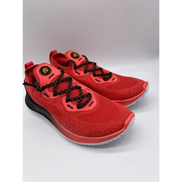 Under Armour Curry Flow Go Mens Running Shoes Coral Red Black 3023814-604 Size 7