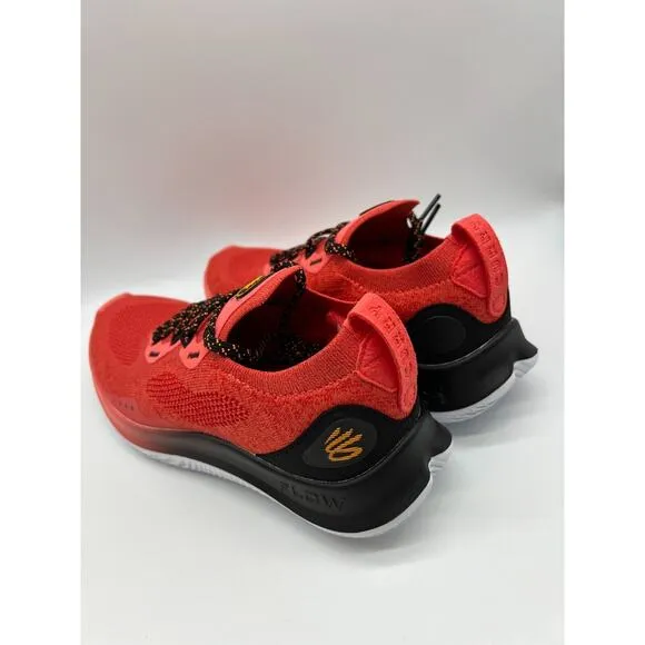 Under Armour Curry Flow Go Mens Running Shoes Coral Red Black 3023814-604 Size 7