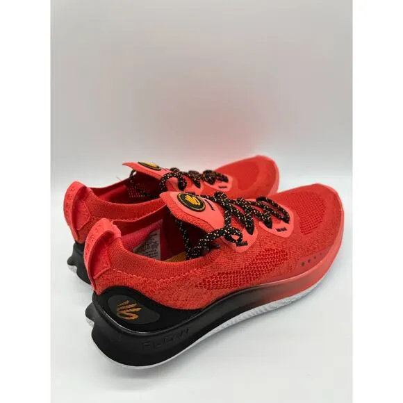 Under Armour Curry Flow Go Mens Running Shoes Coral Red Black 3023814-604 Size 7