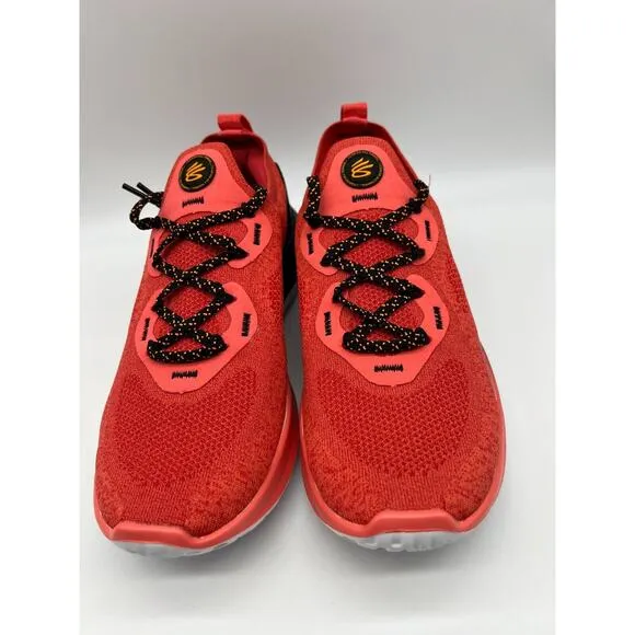 Under Armour Curry Flow Go Mens Running Shoes Coral Red Black 3023814-604 Size 7