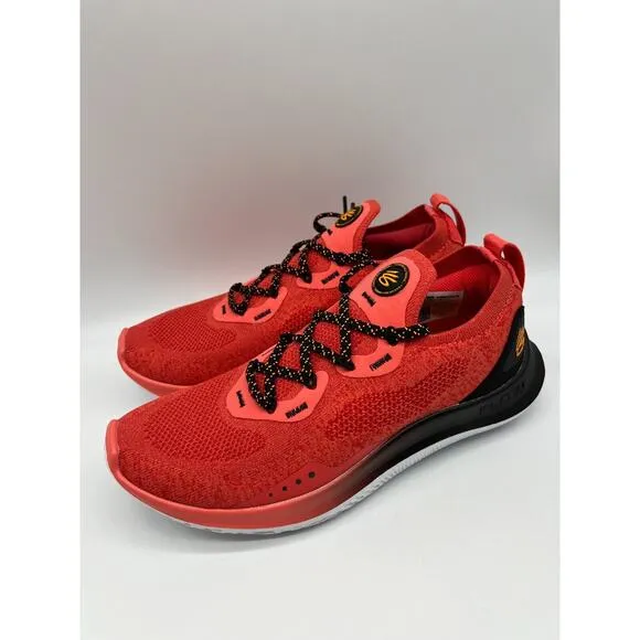 Under Armour Curry Flow Go Mens Running Shoes Coral Red Black 3023814-604 Size 7
