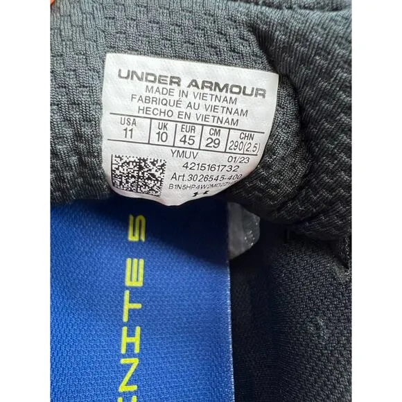 Under Armour HOVR Infinite 5 Blue Mirage Men's Running 3026545-400 Size 11📦