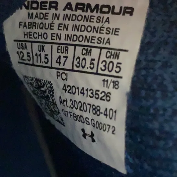 Under Armour Project Rock 1 Training Shoes Blue 3020788-401 Men's Size 12.5