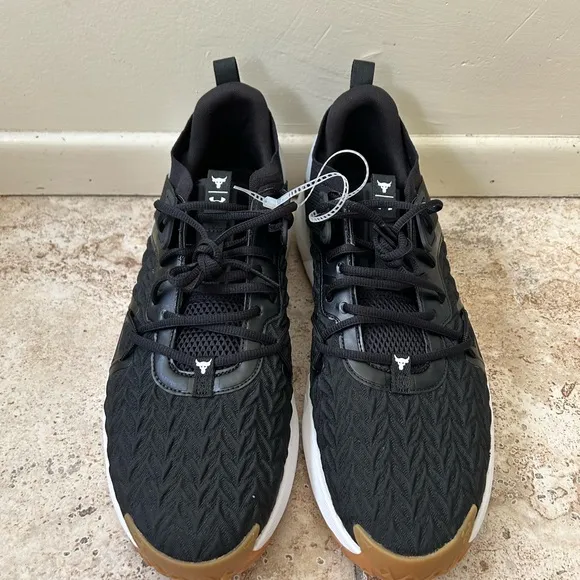 Under Armour Project Rock 6 Black Gum Gym Shoes 3026534-001 Men's Size 15
