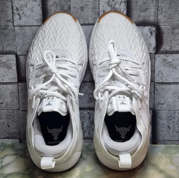 Under Armour Project Rock 6 Men's Size 7.5 White Gum  Training Shoes