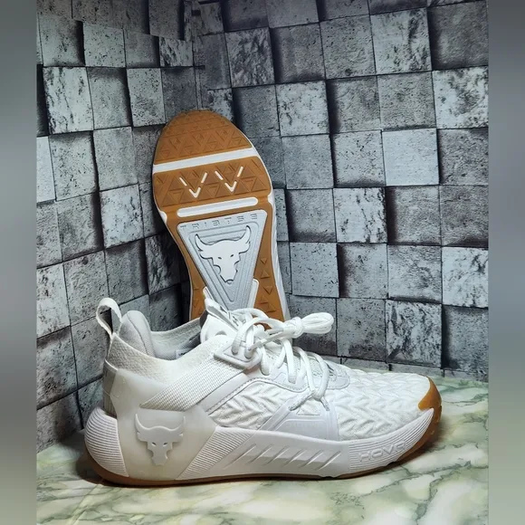Under Armour Project Rock 6 Men's Size 7.5 White Gum  Training Shoes