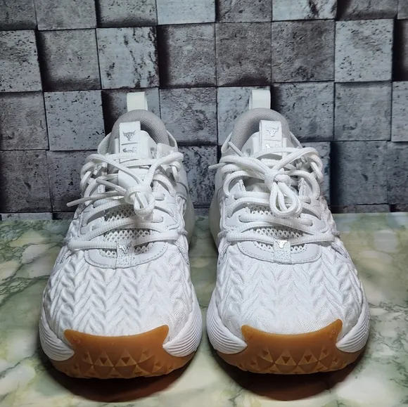 Under Armour Project Rock 6 Men's Size 7.5 White Gum  Training Shoes