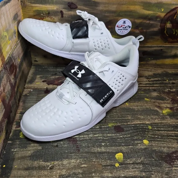 Under Armour UA Reign Lifter Gym Weightlifting Shoes White Men's Size 12.5 New