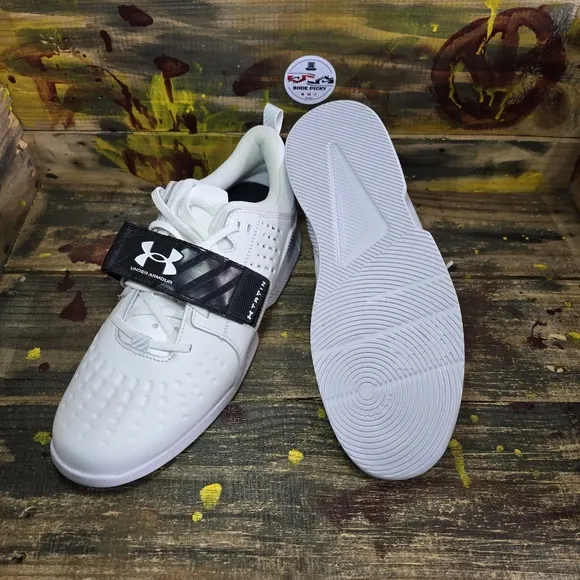 Under Armour UA Reign Lifter Gym Weightlifting Shoes White Men's Size 12.5 New