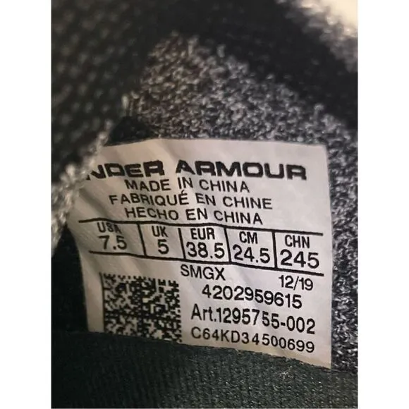 UNDER ARMOUR Women’s Speedform Slingwrap Running Shoes Size 7.5 Black &amp; Gray