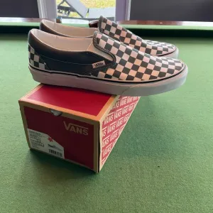Vans Checkerboard classic Slip-On Shoes color theory blue and White like new 11