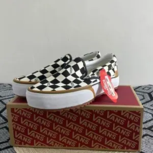 VANS Checkerboard Slip-On Canvas Shoes, Stacked Design