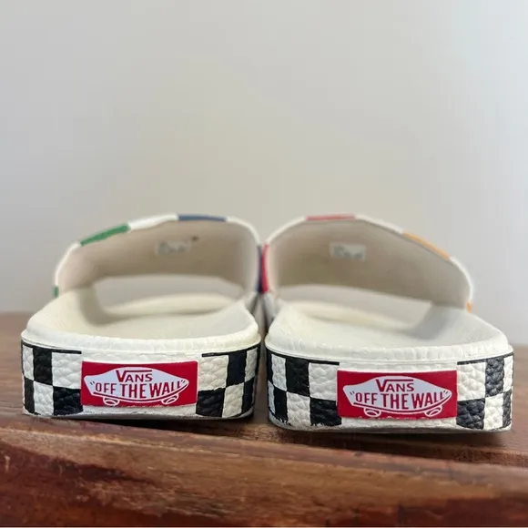 Vans half big checker slide-on shoes slides men's sz 11 preworn