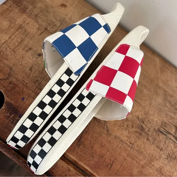Vans half big checker slide-on shoes slides men's sz 11 preworn