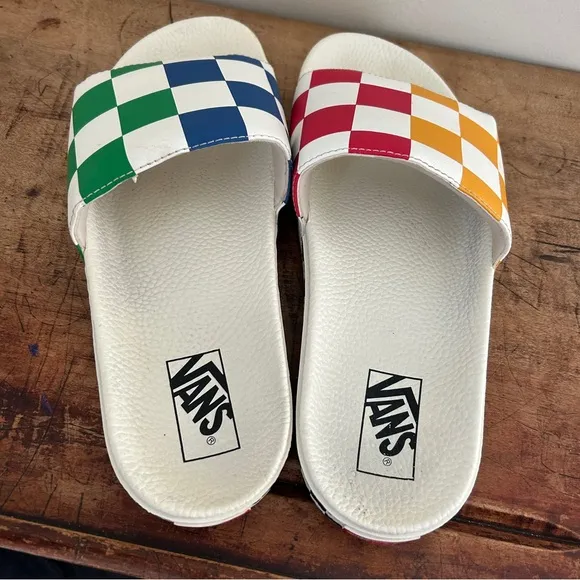 Vans half big checker slide-on shoes slides men's sz 11 preworn
