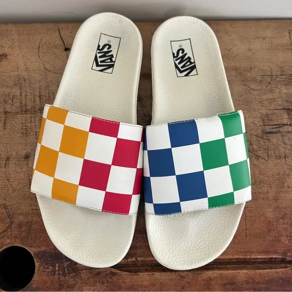 Vans half big checker slide-on shoes slides men's sz 11 preworn