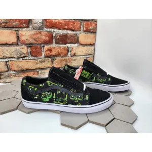Vans Men's Old Skool Eyes In The Dark Canvas Suede Shoes Black Green Size 9