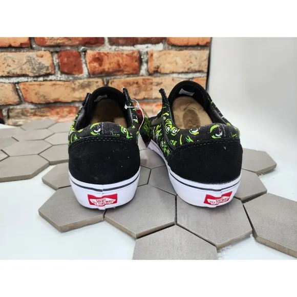 Vans Men's Old Skool Eyes In The Dark Canvas Suede Shoes Black Green Size 9