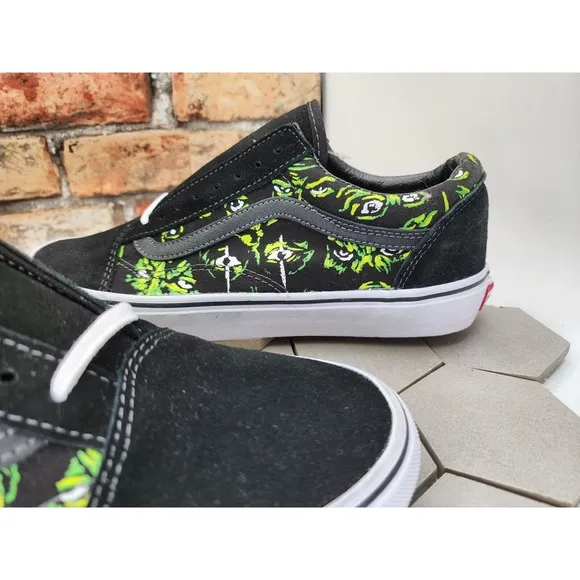 Vans Men's Old Skool Eyes In The Dark Canvas Suede Shoes Black Green Size 9