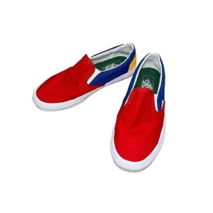 VANS Primary Color Block Slip On Mens US 6.5 Women’s 8.0 Red Blue Yellow