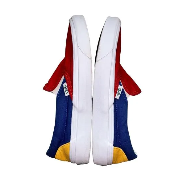 VANS Primary Color Block Slip On Mens US 6.5 Women’s 8.0 Red Blue Yellow