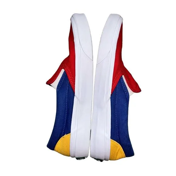 VANS Primary Color Block Slip On Mens US 6.5 Women’s 8.0 Red Blue Yellow