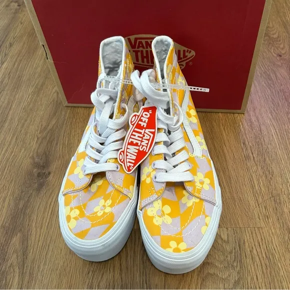 VANS Sk8-hi top tapered floral print platform lace up shoes sneakers sz8 new